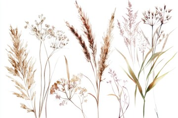Poster - A collection of different grasses on a plain white background