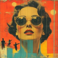 Poster - A woman wearing sunglasses, the subject is not clear without additional context