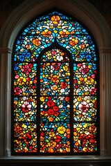 Poster - A beautiful large stained glass window in a church interior