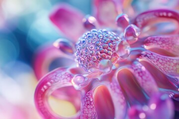 A close-up view of a flower with water droplets glistening on its petals, suitable for use in a photography or botanical context