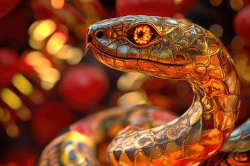 Poster - A detailed image of a serpent figurine, suitable for use in editorial or commercial contexts