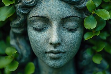 Aufkleber - A figurine of a woman with her eyes shut in contemplation or meditation
