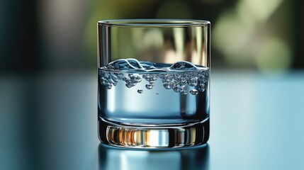 Poster - A glass filled with water sitting on a table, ready for use