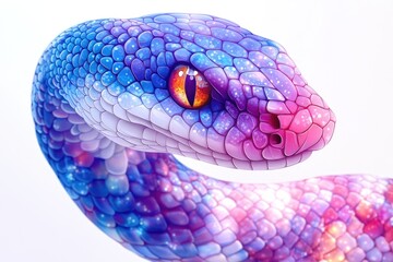 Poster - A close-up shot of a vibrant snake's head, showcasing its texture and pattern