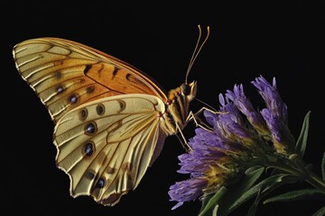Poster - A butterfly perched on a colorful flower, perfect for garden or nature-themed designs