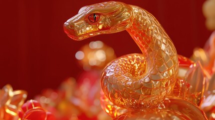 Poster - A close-up shot of a snake's face from a statue, ideal for uses where a serpent symbol is needed