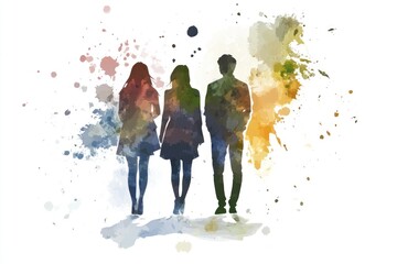 Aufkleber - Group of individuals standing side by side, possibly in a social setting or event