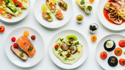 Poster - A white table covered with various plates of food, perfect for a meal or event