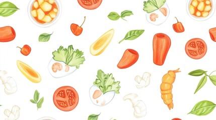 Poster - A colorful array of fresh vegetables and fruits on a white background, perfect for health-related or food-themed projects