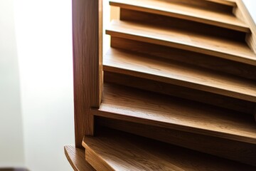 Poster - A detailed look at the intricate design of a wooden staircase, ideal for architectural or interior design projects