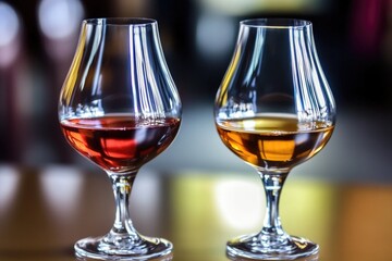 Poster - A pair of wine glasses placed on a table