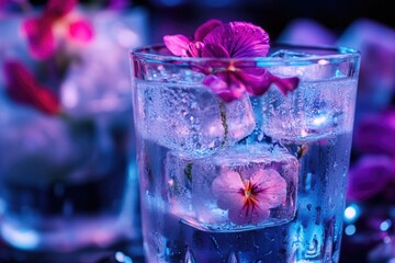 Aufkleber - A clear glass filled with fresh flowers, perfect for decorative purposes or as a still life composition