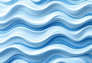 Poster - Blue wavy pattern with smooth gradient lines. Abstract water waves background design. Ocean or sea surface ripples. Modern fluid shapes for banner, poster or website with copy space