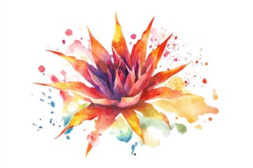 Poster - A beautiful watercolor flower on a clean white surface