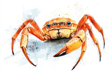 Poster - A single crab sitting on a white background, great for use in illustrations or design projects
