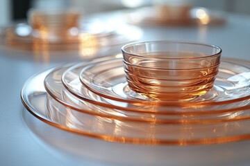 Poster - Close-up view of stacked glass plates