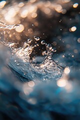 Poster - A close-up shot of a wave crashing into the water, with ripples and foam