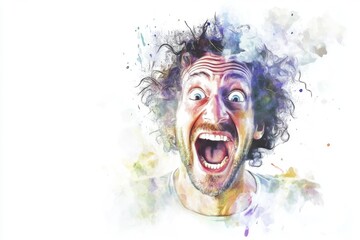 Poster - A close-up shot of a man's face with a surprised and curious look