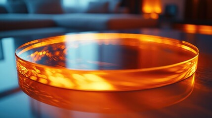 Poster - A close-up shot of a glass bowl sitting on a table, perfect for use in product photography or as a decorative element