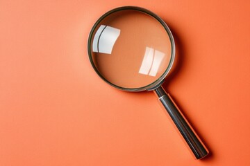 Aufkleber - A close-up of a magnifying glass sitting on a vibrant orange surface, great for illustrations and designs about investigation, science, or everyday life