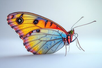 Poster - A detailed view of a butterfly perched on a white background, perfect for illustrations and designs