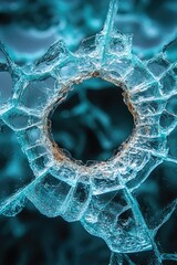 Aufkleber - A shattered glass window with a hole in it
