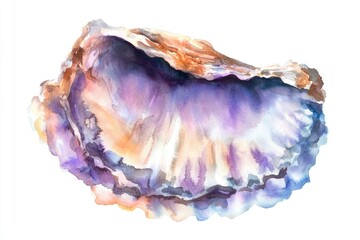 Poster - A delicate watercolor illustration of a shell on a plain white background, perfect for design and decoration purposes