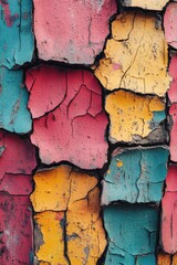 Poster - A vibrant and detailed close-up of a colorful painted wall with various textures and patterns