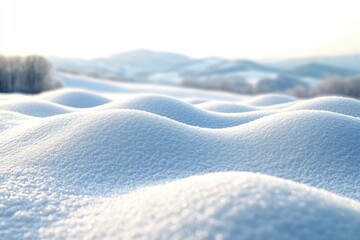 Poster - A serene snowy field with distant trees