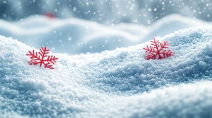 Sticker - Two small red snowflakes sit atop a pile of snow, waiting for winter weather