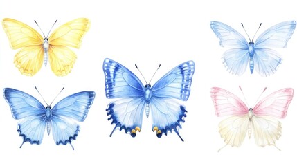 Wall Mural - Colorful butterflies on a plain white background, perfect for designs and illustrations