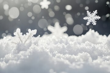 Aufkleber - A snow-covered ground with falling snowflakes