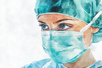 Poster - A person wearing a surgical mask, possibly used in medical or scientific settings
