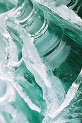 Poster - Close-up view of ice blocks with intricate patterns and textures