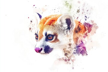 Wall Mural - Watercolor artwork featuring a small animal