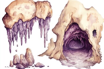 Poster - A picture of a cave with icicles hanging from the ceiling