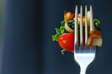 Aufkleber - A fork with a piece of food on it