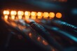 © PD - Network cables connect to a switch, with orange lights glowing softly in the dimly lit server room. This setup represents advanced technology in action during nighttime.