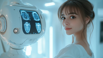 Poster - Robotic dental assistant intelligently analyzing x-rays in modern clinic