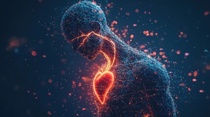 Poster - digital heartbeat a symbolic representation of emotions abstract art virtual environment close-up vi