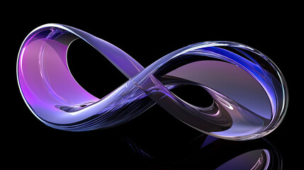 Fototapete - 3D Render of Abstract Curved Glass Shapes with Purple and Blue Gradient, Fluid and Elegant Design, Futuristic and Dynamic Form, Isolated on Black Background, Sleek and Modern Aesthetic