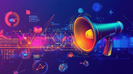 Poster - Dynamic marketing strategies digital platform infographic design modern environment eye-level view business growth