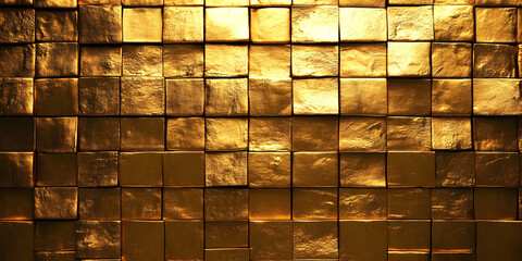 Poster - Abstract gold brick wall texture background