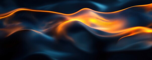 Wall Mural - Abstract Orange and Blue Waves: A Digital Art Piece