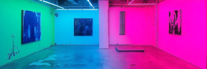 Wall Mural - neon blue, pink, green concept