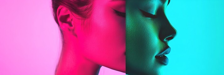 Wall Mural - neon blue, pink, green concept