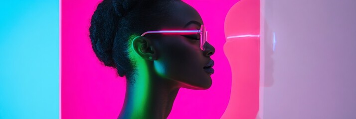 Wall Mural - neon blue, pink, green concept