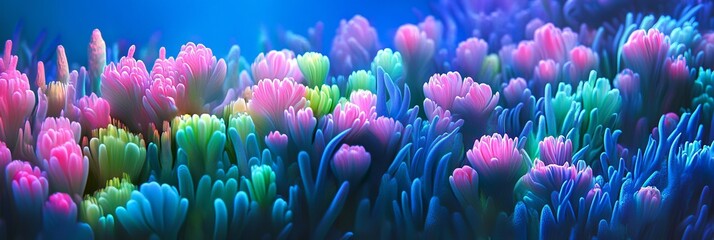 Wall Mural - neon blue, pink, green concept