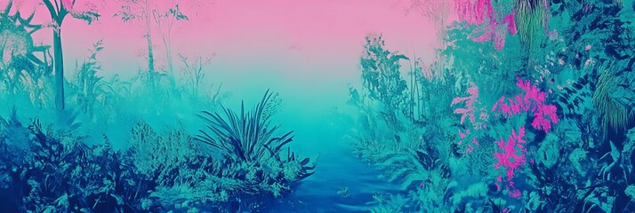 Wall Mural - neon blue, pink, green concept