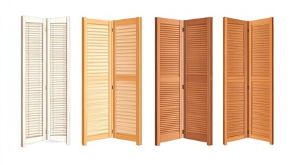 Poster - collection of four bi-fold wooden shutters in various colors